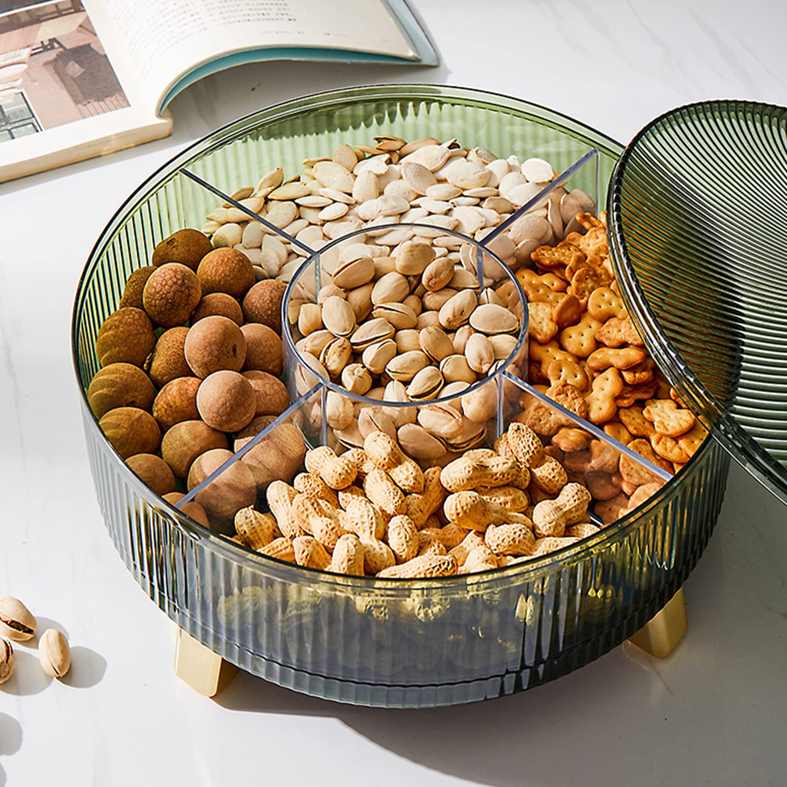 Smasener Snack Box Avec Compartiments, Plateau Divisé Avec Couvercle Et