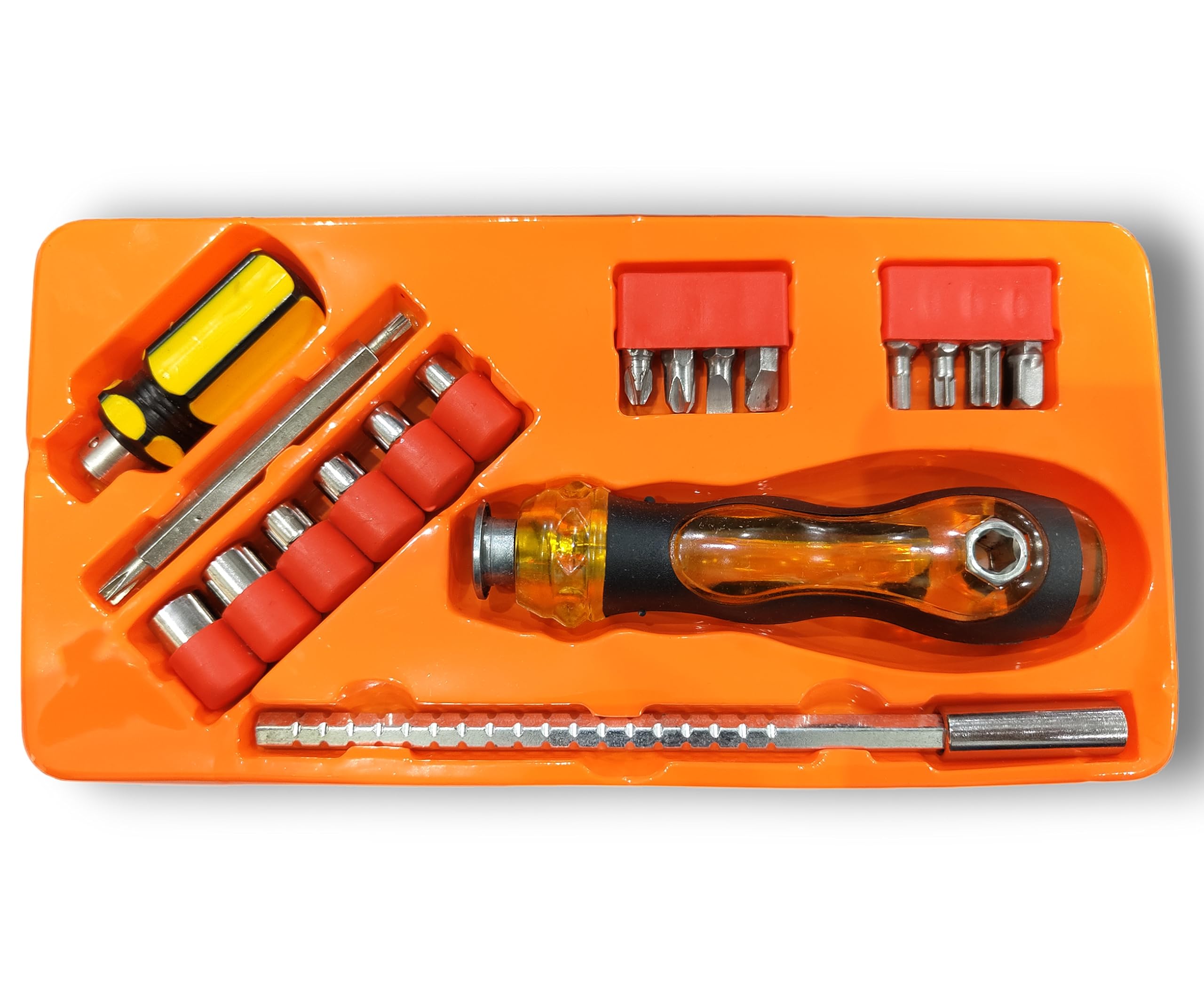 GLUN® Tool Kit 17 Pieces Drive Socket Set Auto Repair, Hand Tools, Tools Kit for Automotive Repair, Household, Car & Bicycle Repairs Metric Screwdriver