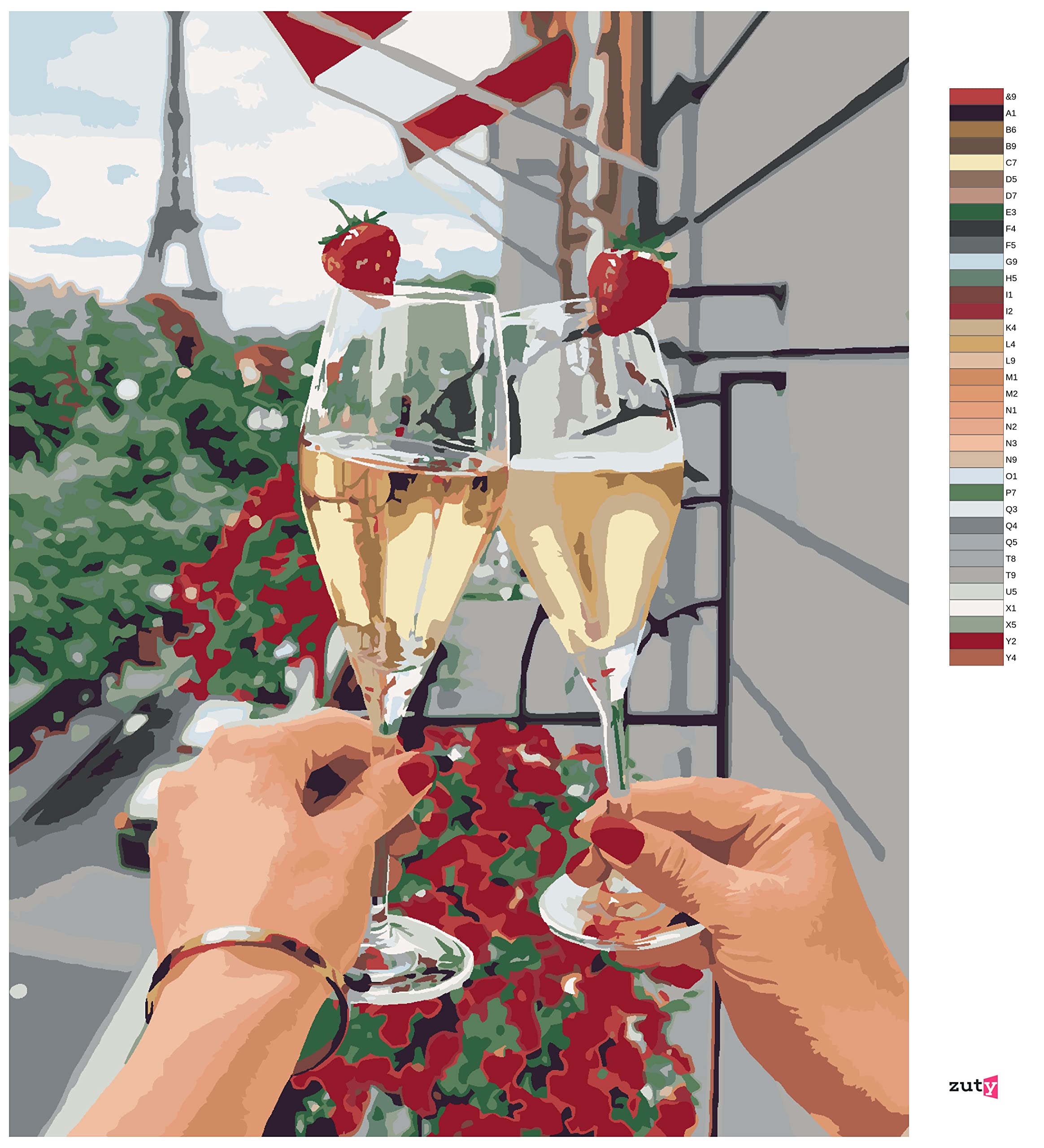 Malowanie według liczb - CHAMPAGNER IN PARIS 40x50 cm z blejtramem (już napięty)