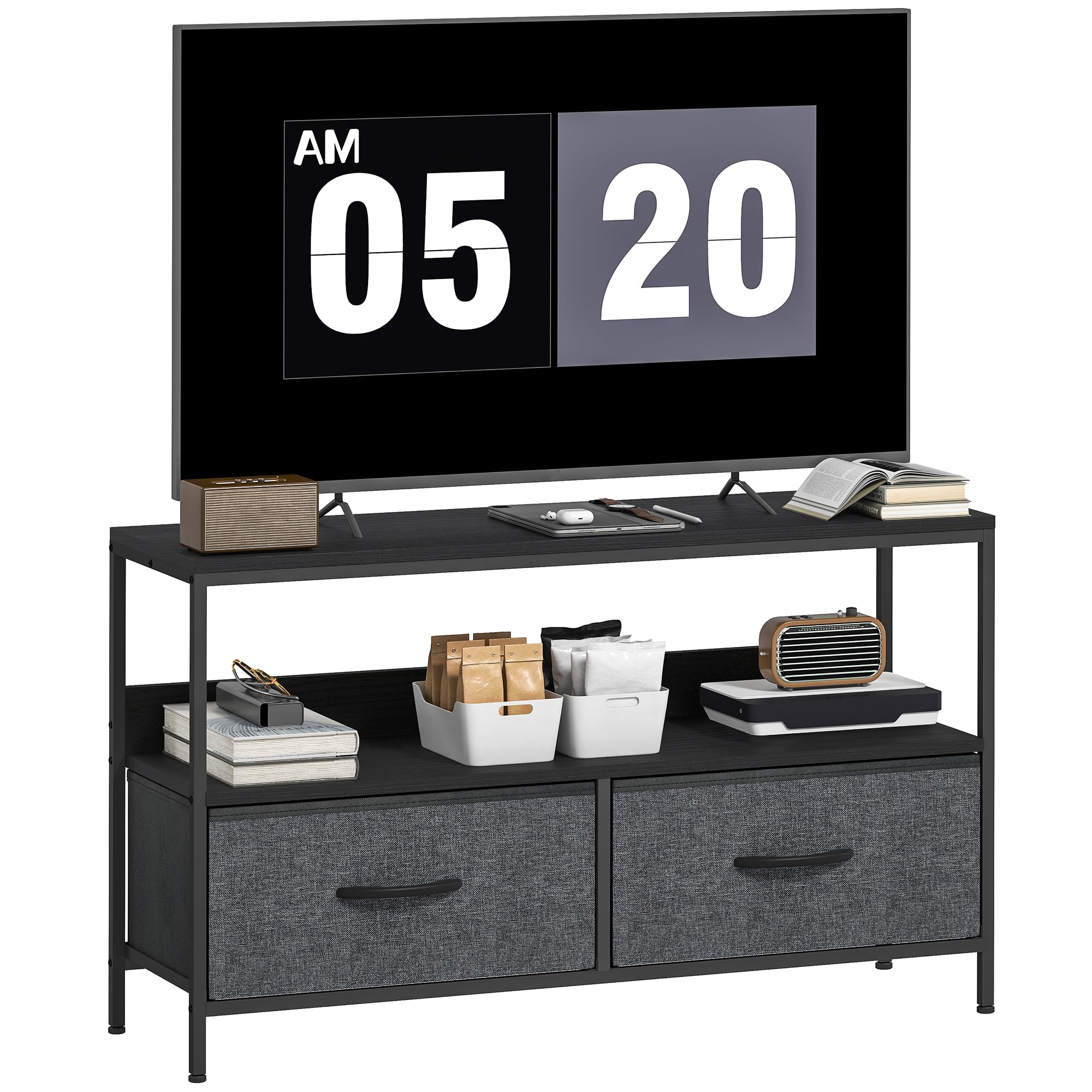 scaffetto tv con cassettiere e ripiano in nero