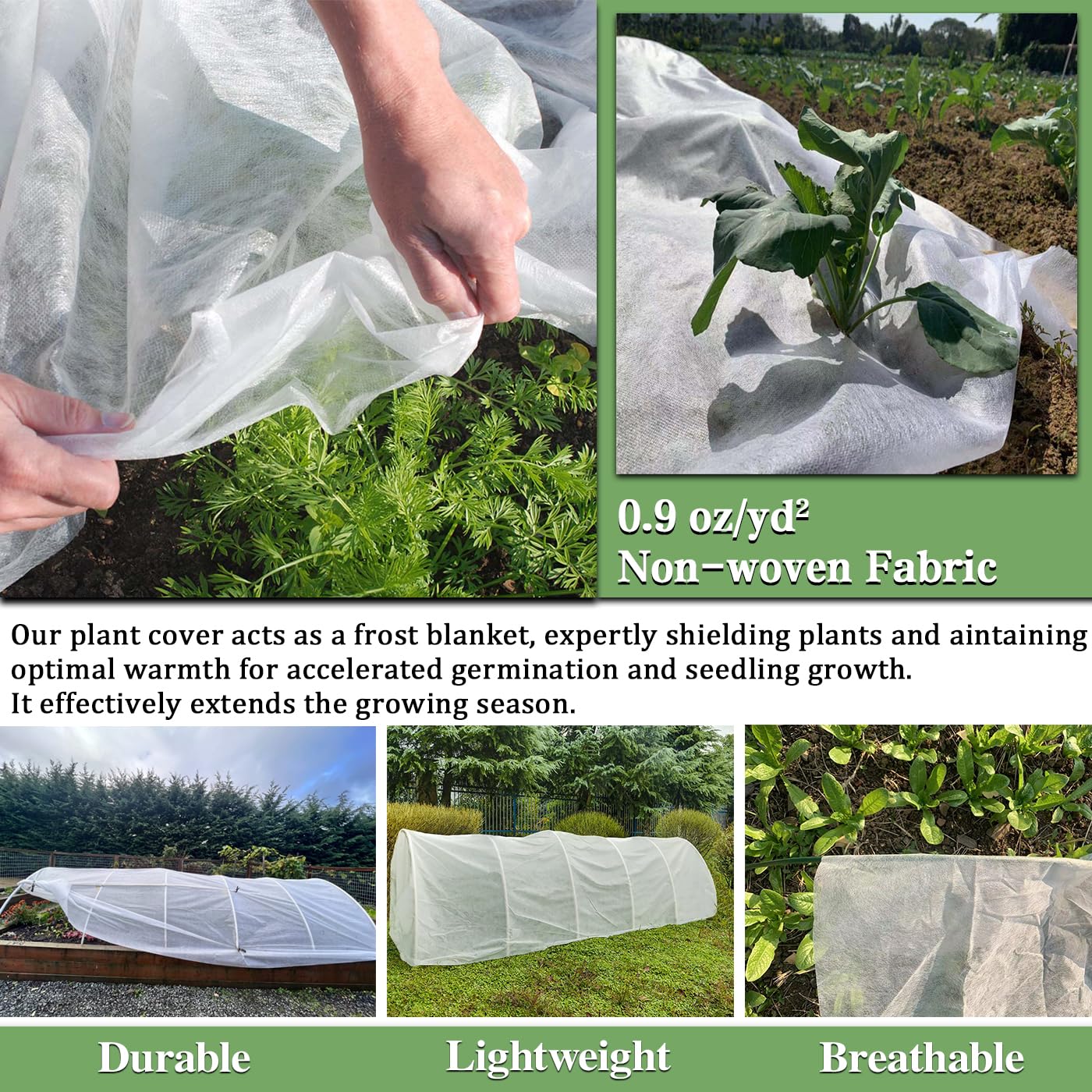 Cubiertas para plantas de 7 x 100 pies, tela gruesa para plantas al aire libre, mantas de plantas de invierno y cubiertas de heladas para protección contra heladas de jardín, cubierta de fila flotante
