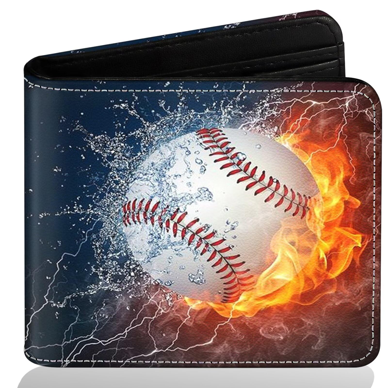 Boys Wallet for Teens, Cool Kids Wallet for Boys Ages 8-10 9-12 11-15, Funny Baseball Leather Bifold Rfid Blocking, Coin Pocket Id Window for Teen Men Youth Guys Birthday Christmas Gifts