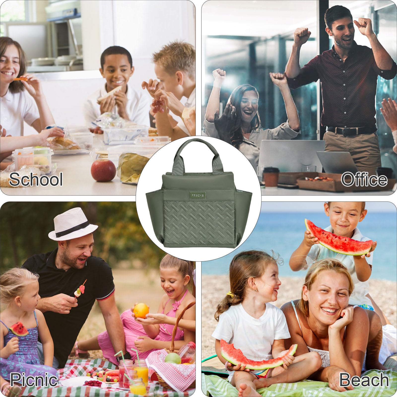 FAVORTALK Lunch Bag Adults Women Thermal Lunch Bags for Women Insulated Lunch Tote Bag 10L Reusable Waterproof Leakproof Cooler Bag with Handle for Work Shopping Picnic Beach Outdoor Black - Image 4