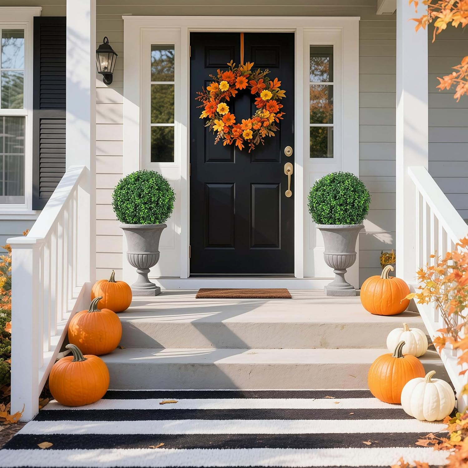 2-Pack Artificial Boxwood Topiary Trees - 25.6" UV Resistant Faux Outdoor Plants with Spikes - Realistic 2-Layered Greenery Bushes for Front Porch, Garden & Planter Filler - Image 4