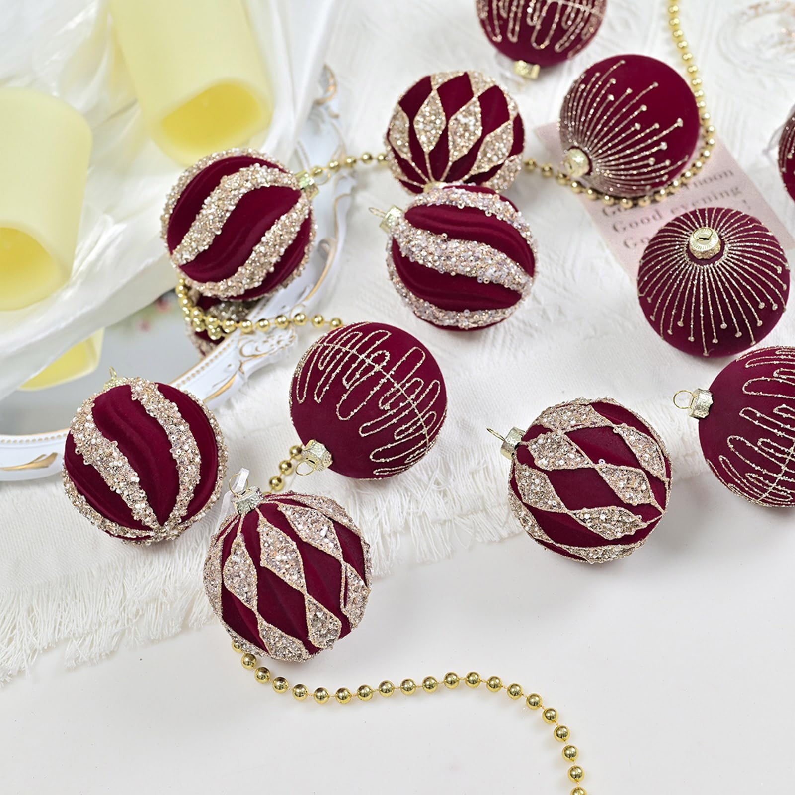 12 decorazioni scintillanti per l ' albero con palline Natale da appendere per decorazioni natalizie per interni esterni