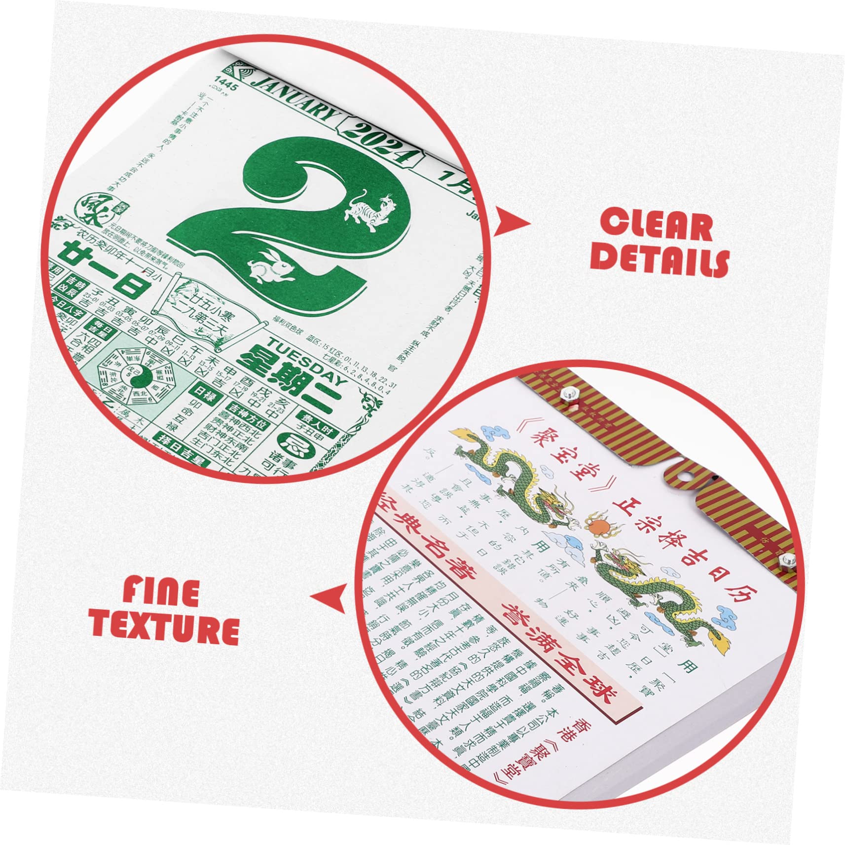 Calendario annuale, calendario da parete, 4 pezzi 2024 Vecchio Almanacco Calendario da tavolo Anno lunare Calendario da parete 2024 Calendario del drago Calendario tradizionale cinese Drago Anni Calen