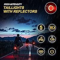 Vista 4 de 220 LM Rechargeable Bike Tail Light, IPX6 Waterproof Cycling 260° Wide Visible Safety Flashlight,Can emit a Large Light spot 5 Light Mode for Adult