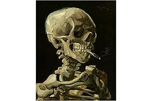 Self Skull Portrait - Skeleton With Burning Cigarette Wall Art Print For...