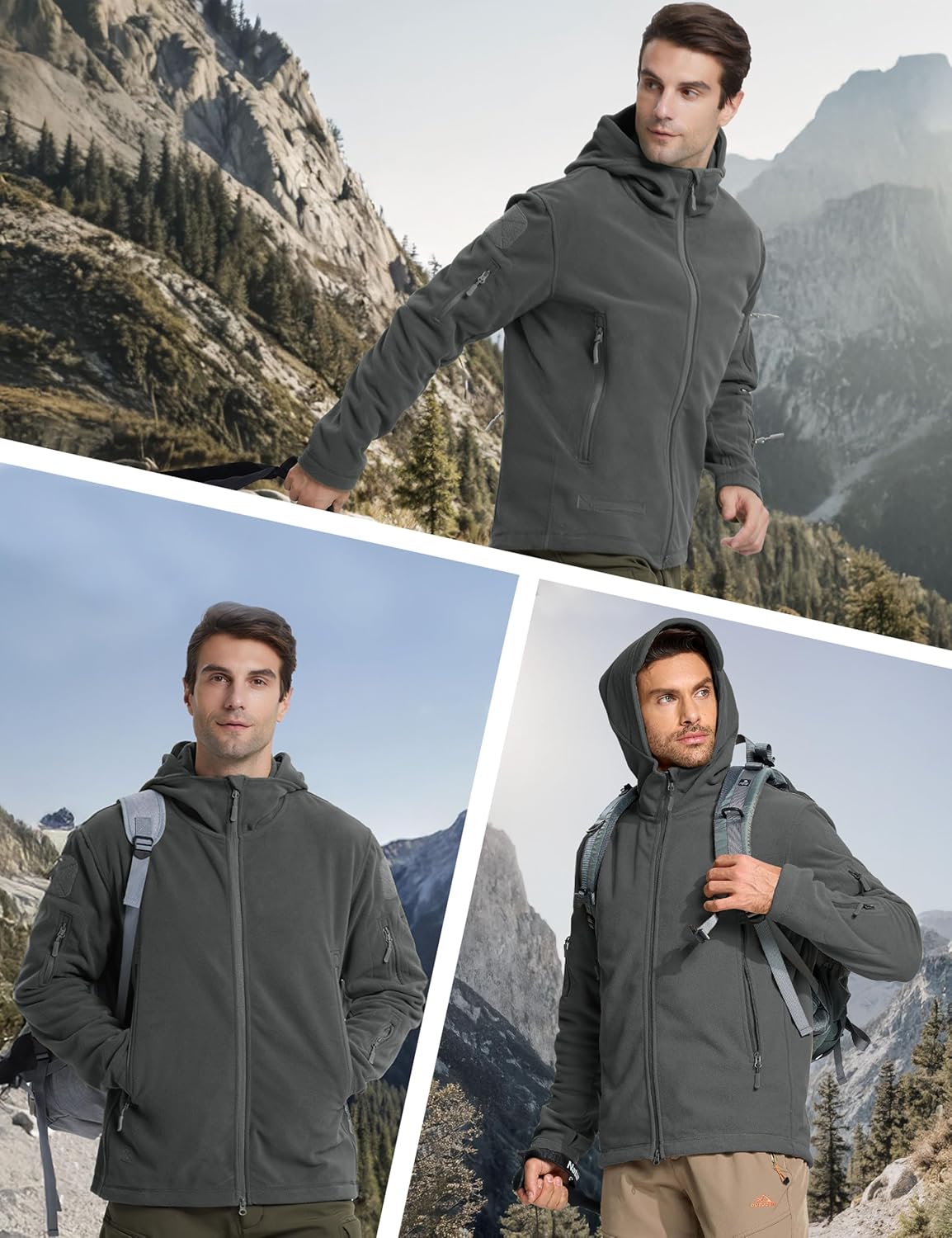 CRYSULLY Men's Military Tactical Sport Warm Fleece Hooded Outdoor Adventure Jacket Coats - Image 5