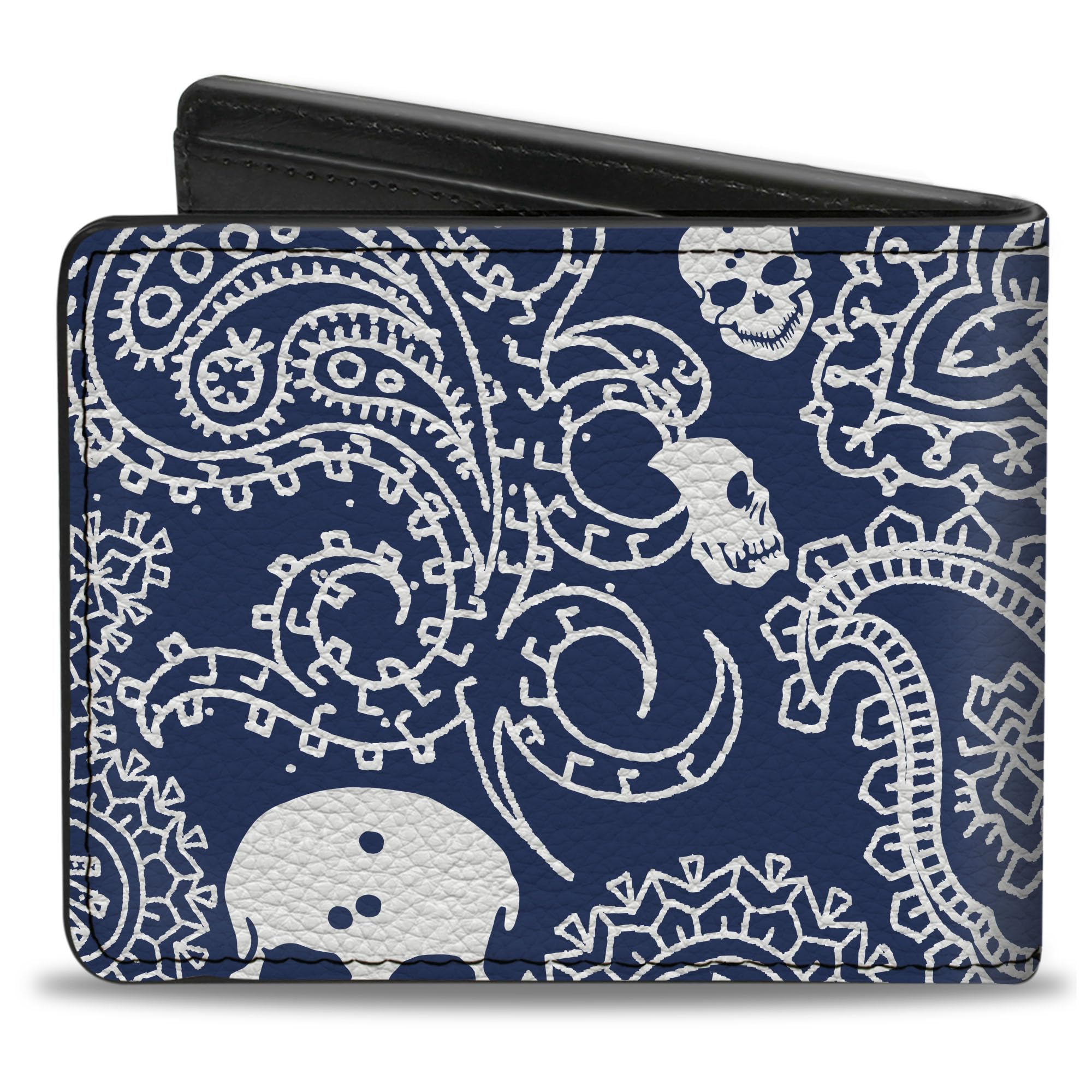 Buckle-Down Men's Wallet, Bifold, Bandana Skulls Royal White, Vegan Leather, Multi, 4.0