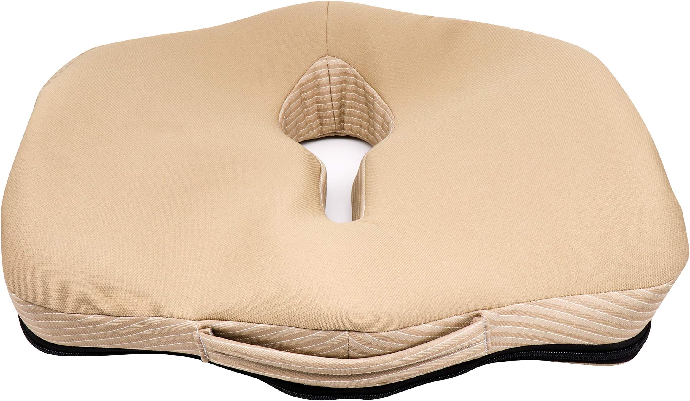 SLEEPSIA Advance Orthopedic Coccyx Seat Cushion/Pillow with Memory Foam for Sciatica, Tailbone and Back Pain Relief (Beige)