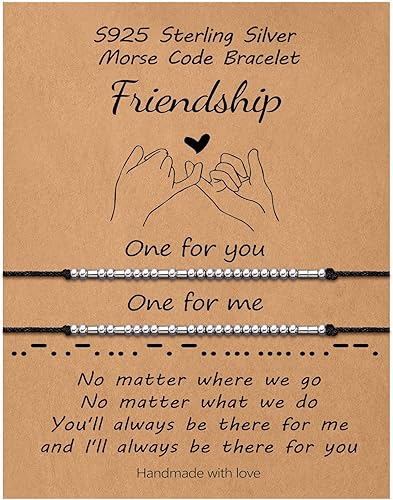 Ieftop S925 Sterling Silver Morse Code Bracelet, Friendship Bracelet, Women's Ac