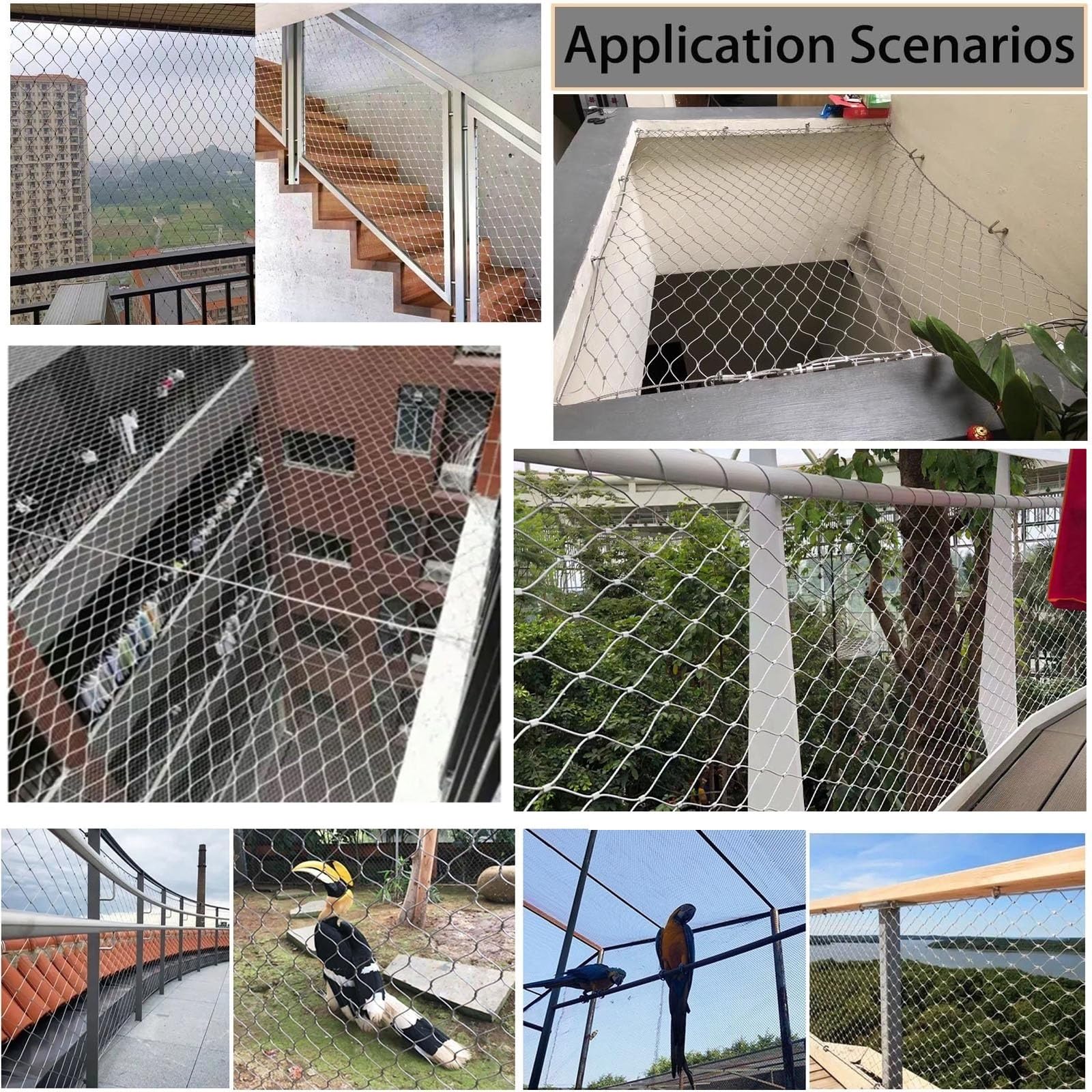 Edelstahl Katzennetz für Balkon Drahtverstärkt, Edelstahl Gitter für Maschendrahtzaun, Gartenzaun, Maschendraht, Garden Fence, Weidezaun, Geflügelnetz, Katzennetz Balkon, Masche 5cm ( Größe : H 2M x L
