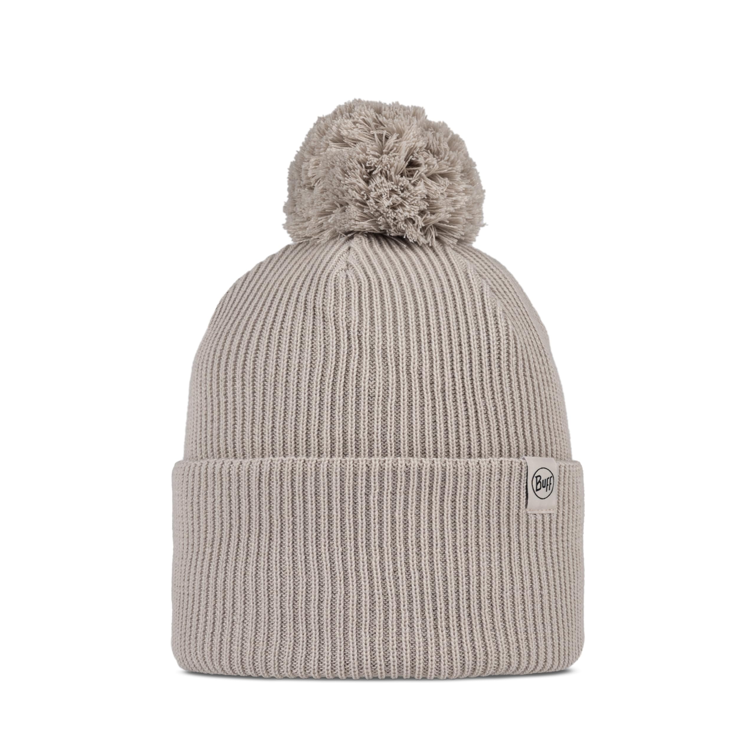 Buff Knitted Beanie Lilon Pom Birch Gray Unisex Adult