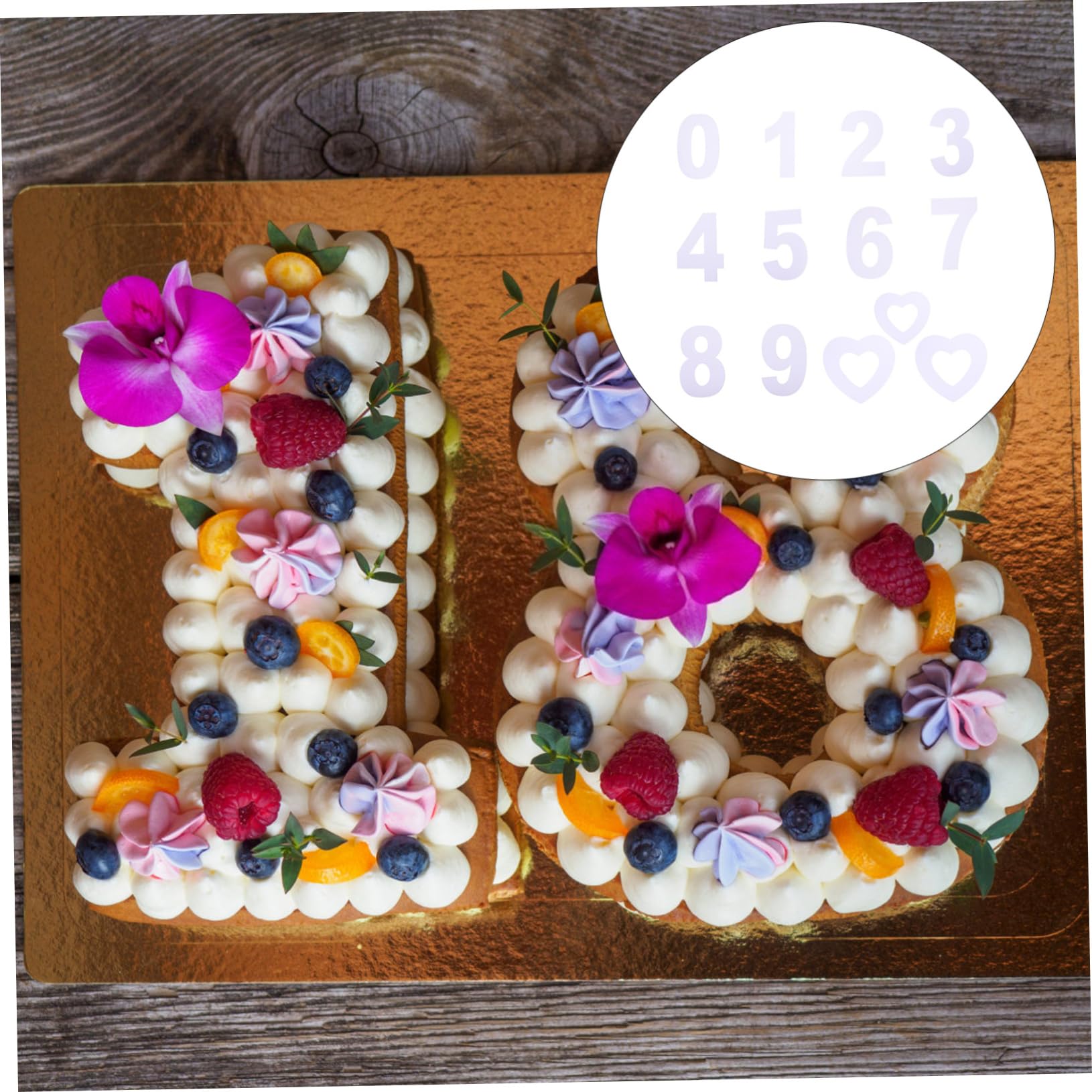 OFFSCH 13pcs Number Cake Molds DIY Cake Stencils Heart Shape Decorations Supplies for Birthdays Weddings Parties