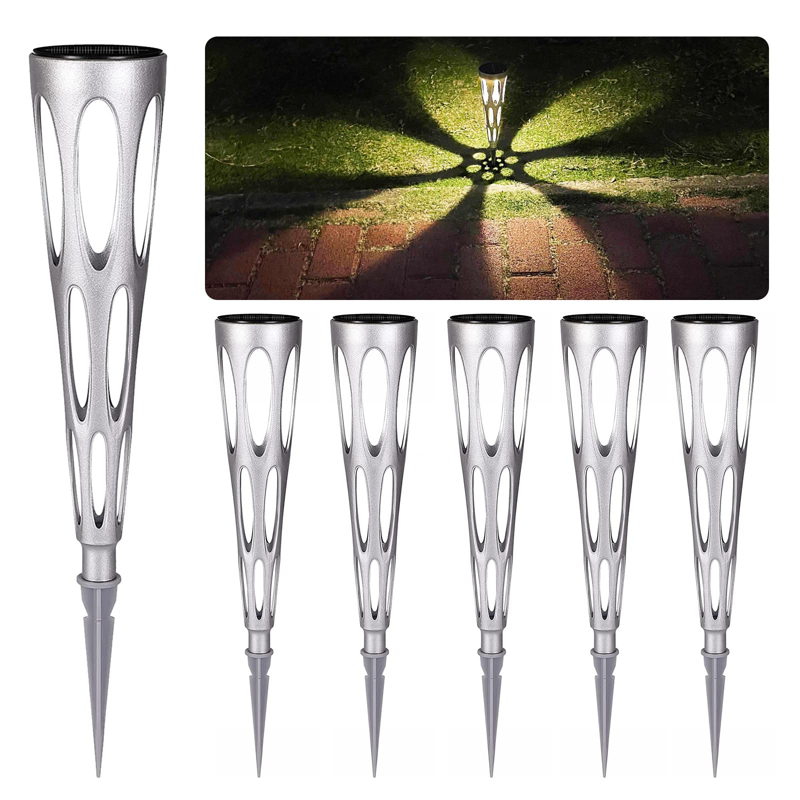Solar Pathway Lights 6 Pack LED Waterproof Solar Outdoor Landscape Lighting Bright Solar Lights Outdoor Up to 12 Hrs Long Last Solar Garden Lights Solar Power Walkway Light for Patio Yard and Pathway