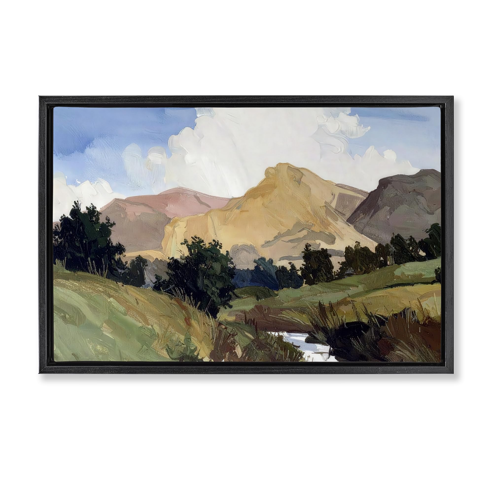 'River Mountain Divide'| Floating Frame Canvas Art