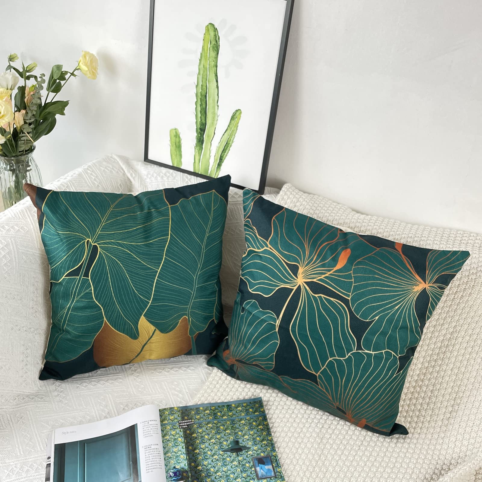 5 Federe Per Cuscini 40x40 Cm Elefante Jacquard Verde Scuro - Decorazione Divano E Camera Da Letto