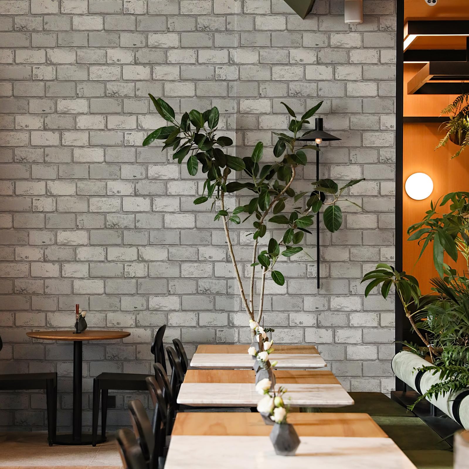 JiffDiff Brick Wallpaper Peel and Stick, Removable Vintage Self Adhesive Wallpaper Renter Friendly Textured Stick on Wallpaper Contact Paper （17.3" x