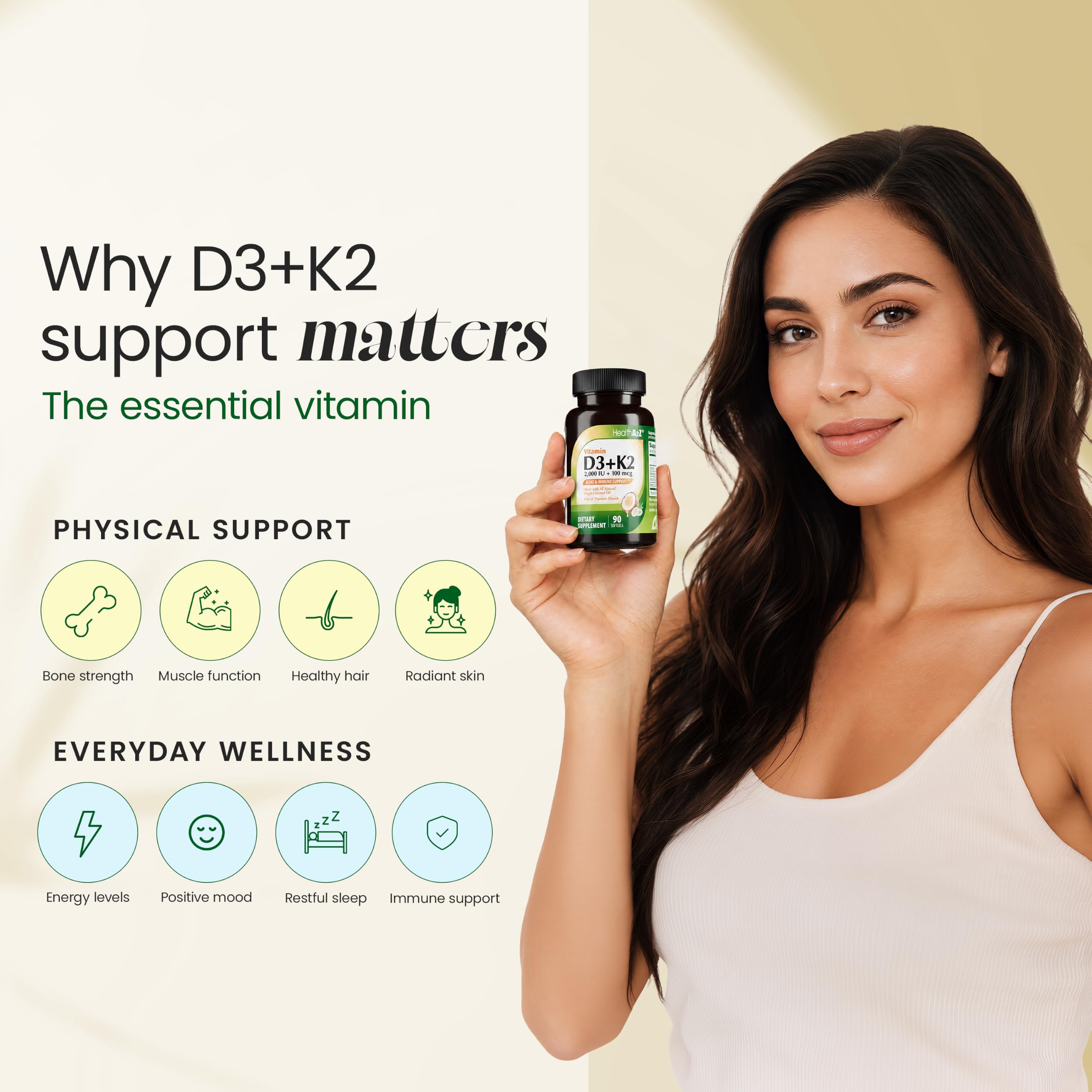 HealthA2Z® Vitamin D3 + K2 (MK-7) (2000 IU (90 Counts)) — Amazon image 3