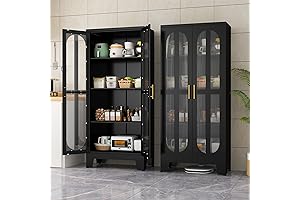 Tall Kitchen Pantry with Glass Doors for Enhanced Visibility and Space Optimization (61.02")