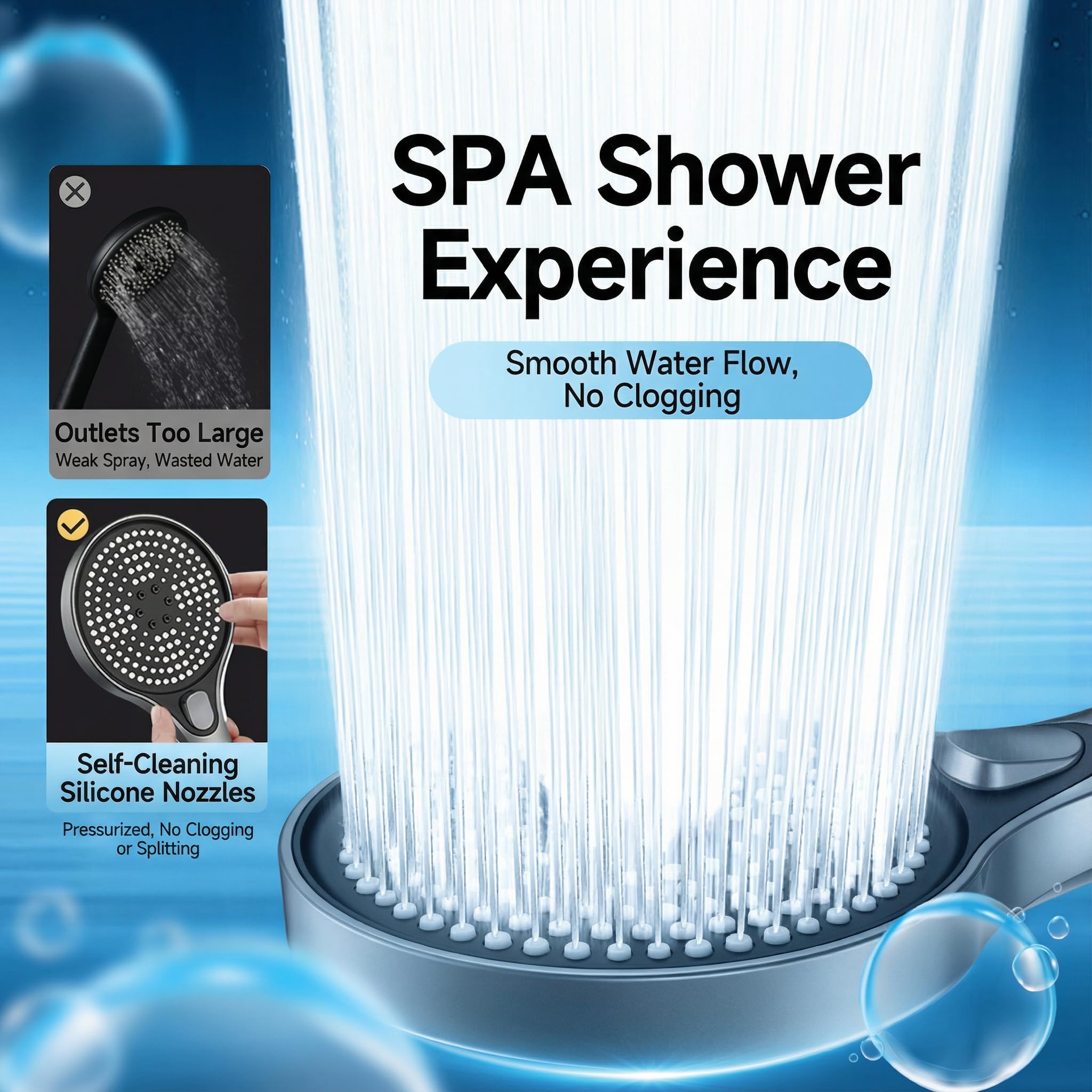 Soffione Doccia Alta Pressione Grigio Opaco, Doccino per Doccia Anticalcare con 3 Modalità di Getto, Doccetta per Doccia Risparmio Idrico, Design Moderno, Attacco Universale G1/2, Shower Head