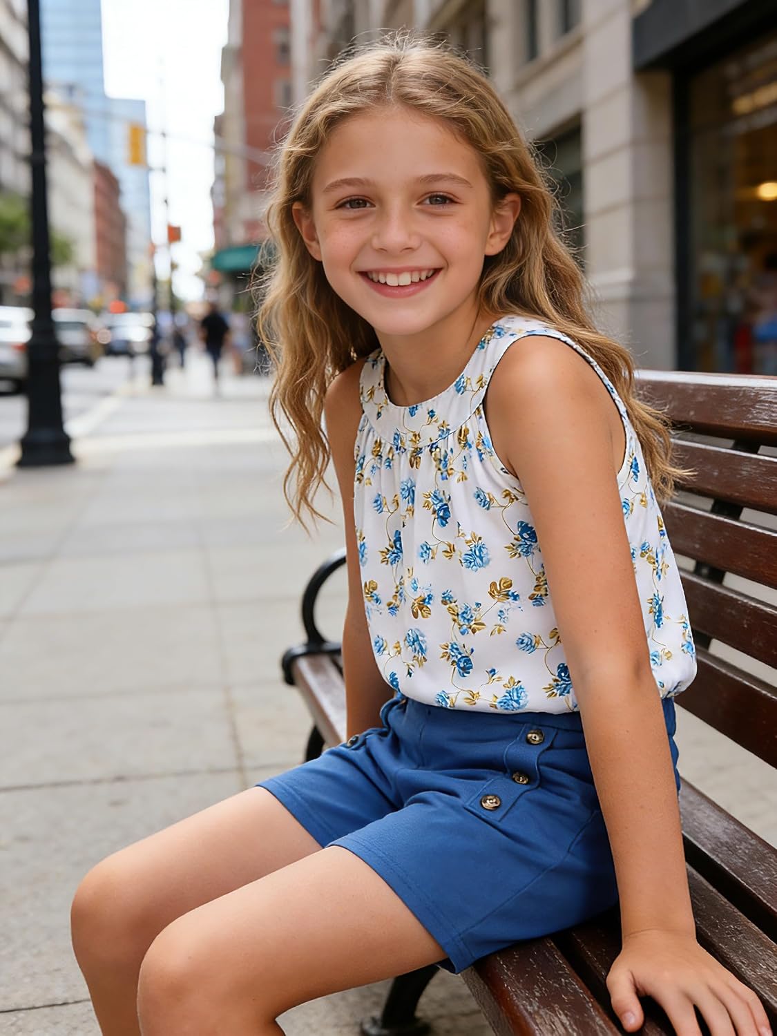 Girls Clothes Summer Neck Sleeveless Floral Top & Shorts Fashion Kids 2PCS Outfits Teen Girls' Clothing Sets 7-14Y