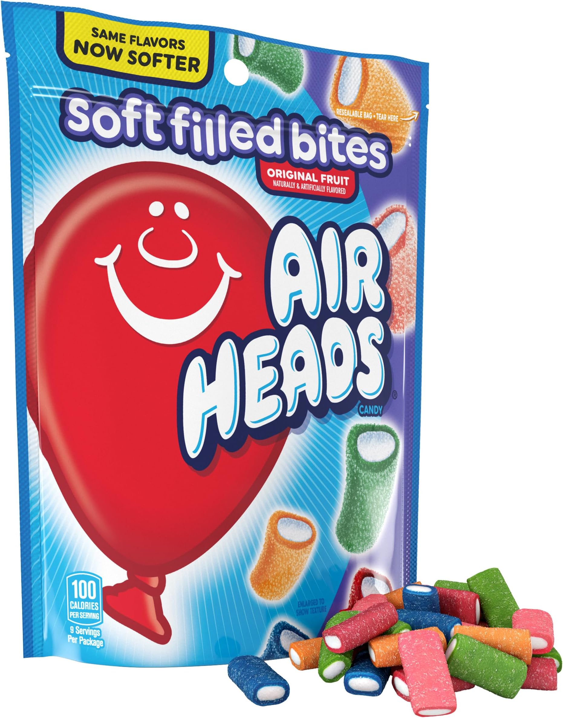 Candy Soft Filled Bites, Assorted Fruit Flavors, Party Size, 9oz, (Pack of 1)