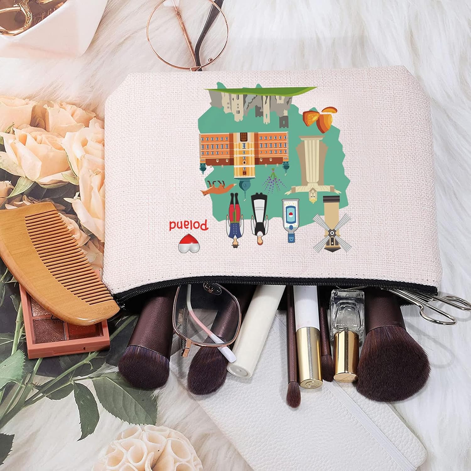 MEIKIUP Poland Travel Vacation Gift Poland Travel Makeup Bag Europe Trip Gift Poland Bachelorette Party Gift (Poland bag) image 3