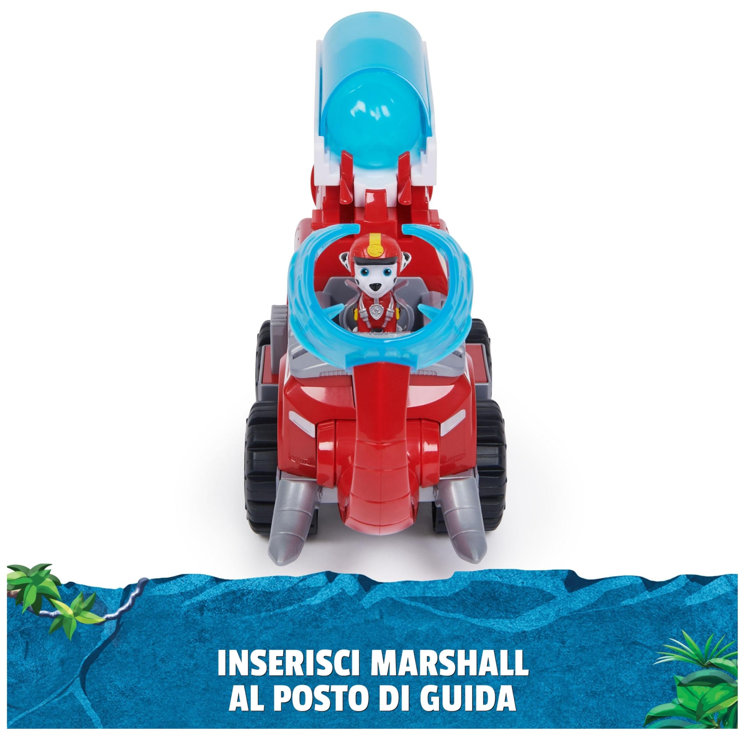 Paw Patrol Jungle Pups, Deluxe Elephant Vehicle di Marshall con lanciamissili, Camion Giocattolo con Action Figure, Giocattoli per Bambini e Bambine dai 3 Anni in su