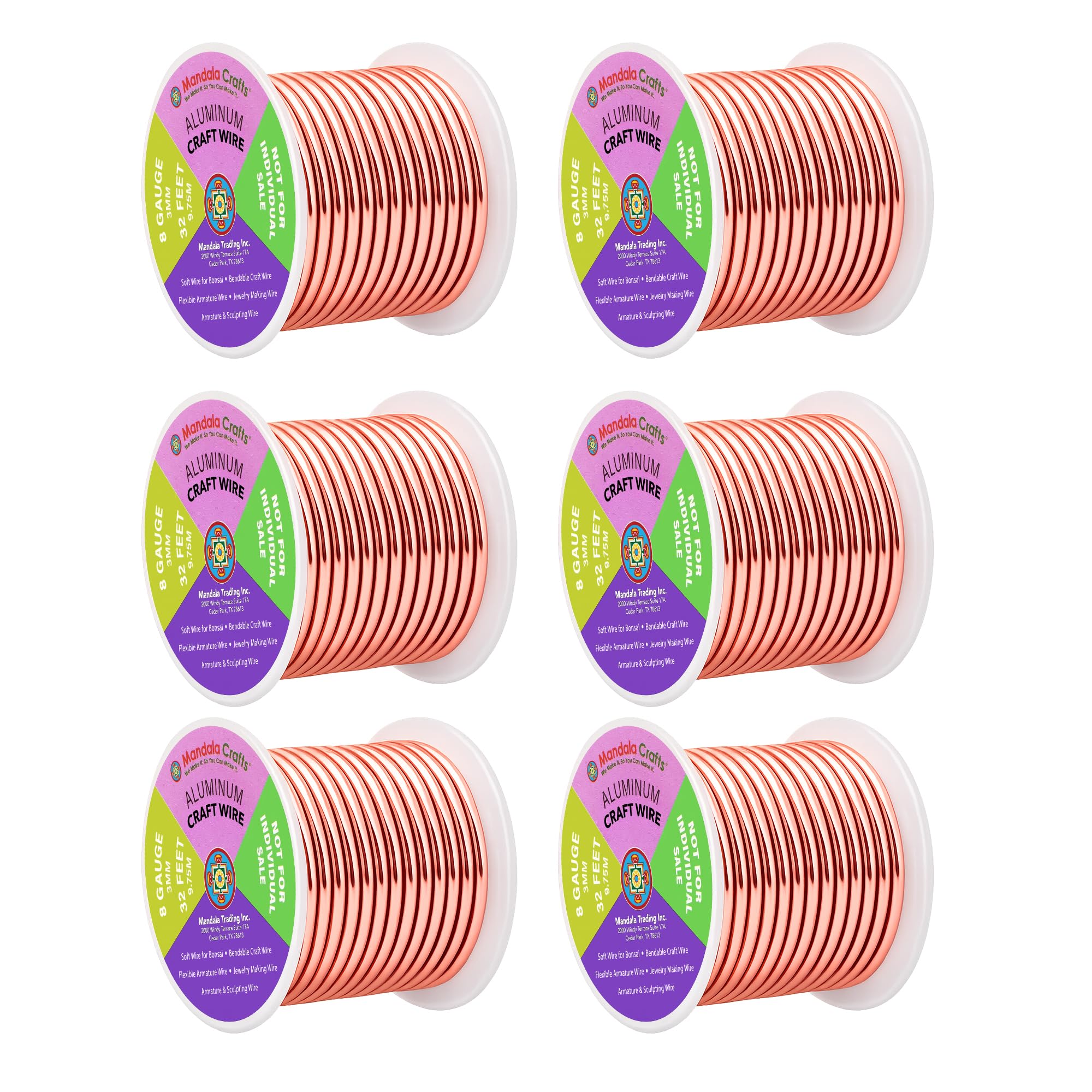 Mandala Crafts 8 Gauge Rose Gold Tone Combo Anodized Aluminum Craft Wire