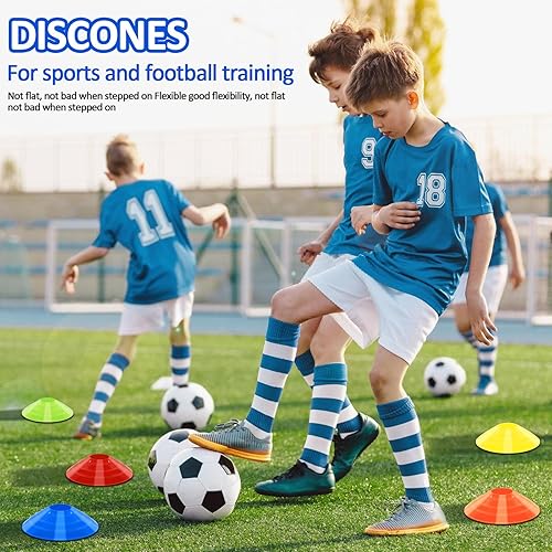 Miniatura 4 de Soccer Cones for Training, 10015 Pack Agility Cones with Carry Bag, Multi-Color Disc Cones for Sports Training, Soccer, Football, Basketball, Kids,