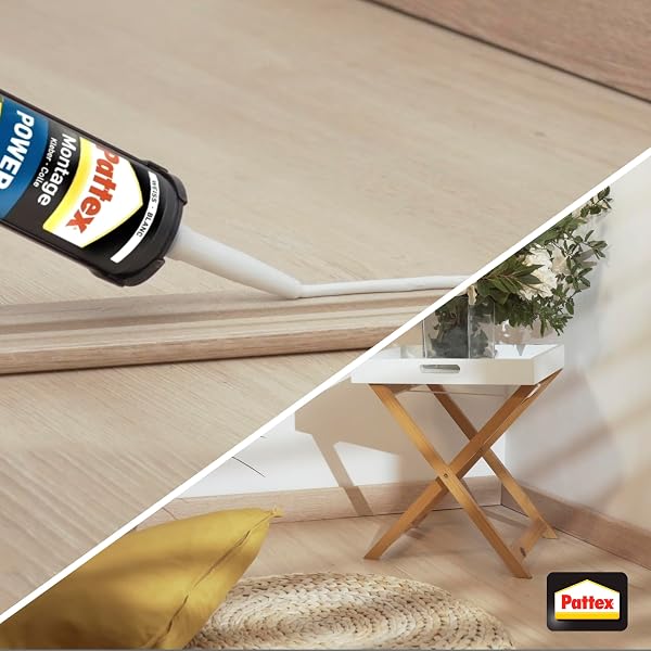 Pattex Montagekleber Power, Baukleber mit starker Anfangshaftung, Kraftkleber für saugende Materialien, Kleber für innen & außen, 1 x 370g - 4