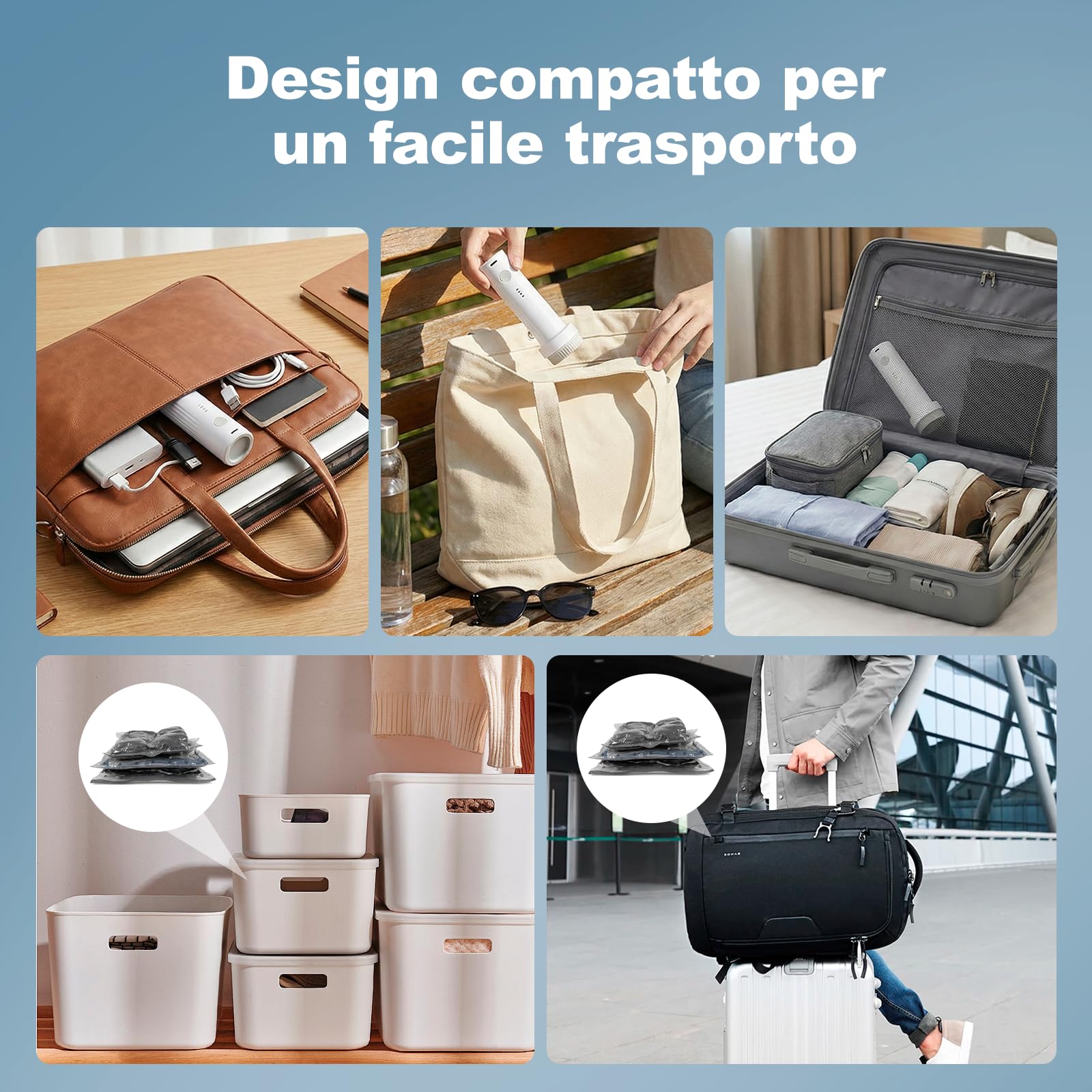 Sacchetti Sottovuoto Vestiti con Pompa Elettrica Wireless 2x40x50cm, 2x40x60cm, 2x50x60cm,Carehabi Buste Sottovuoto Salvaspazio per Valigia, Sacchi Sottovuoto Piumoni e Vestiti da Viaggio, USB-C