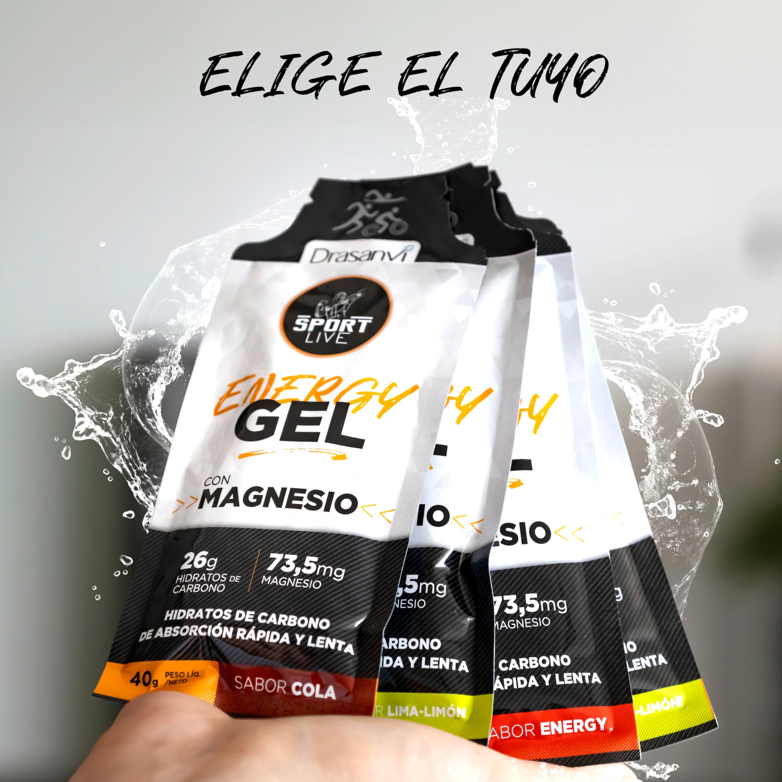 DRASANVI Gel Energético con Magnesio | Más Energía | Acelera la Recuperación Muscular | Rehidratación | Hidratos de Carbono de absorción rápida y lenta | Sabor Lima-Limón | 12 uds x 40g
