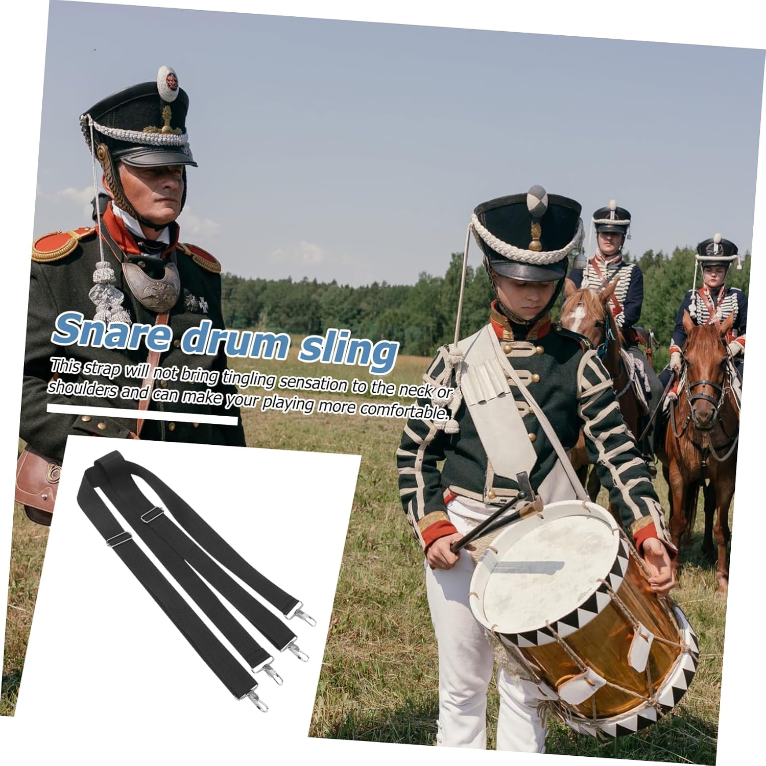 SUPVOX Adjustable Marching Snare Drum Sling Tuckband Drum Strap for Military Shoulder Belt Accessory