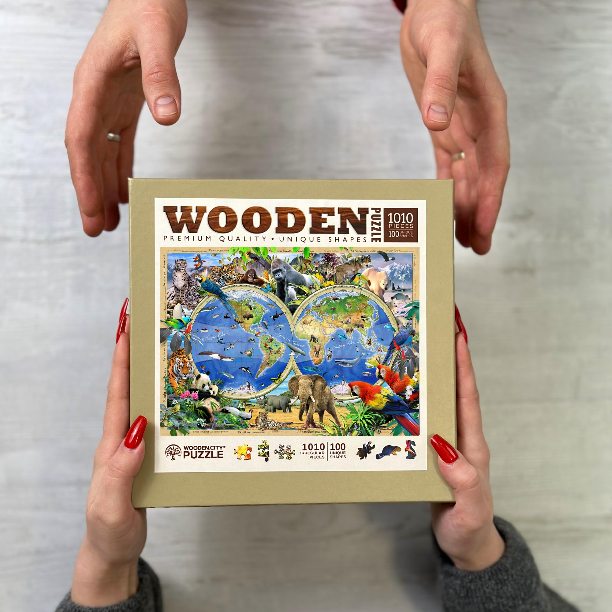 WOODEN.CITY Puzzle 1000 piezas de animales del reino, rompecabezas para adultos de madera de Howard Robinson