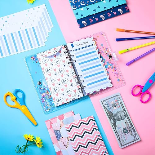 Miniatura 5 de 24 sobres de presupuesto y hojas de presupuesto de gastos A6, bolsillos para carpeta, 6 agujeros, elegantes y reutilizables para sistema de sobres