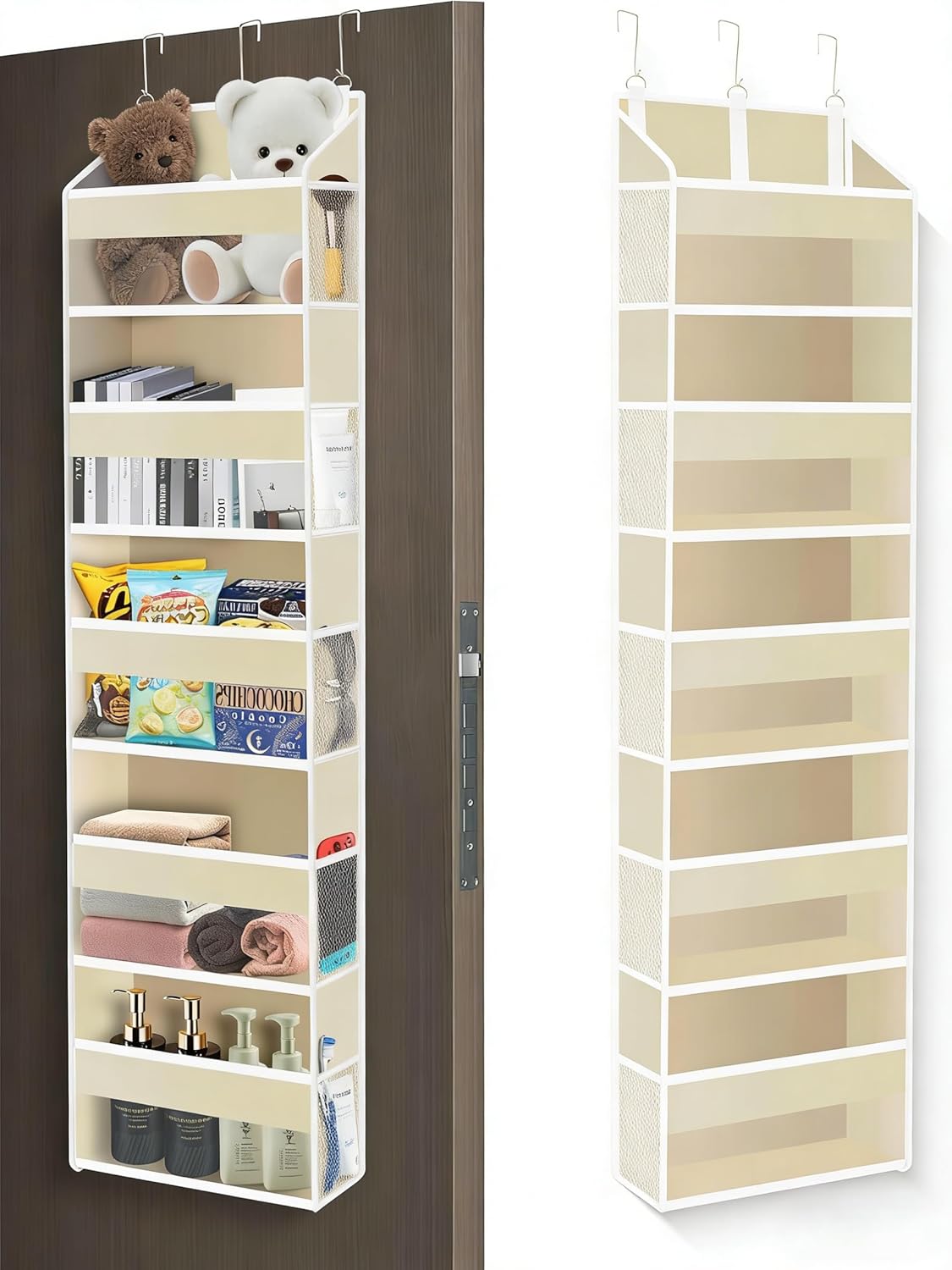 Over The Door Organizer Closet,5 Bins 10 Side Pockets,Hanging Organizer,Anti Tilt 44 lbs Load Door Organizers and Storage with Clear Window for Bedroom,Nursery,Rv,Bathroom,Camper(Pure Black)