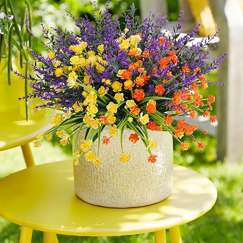 Miniatura 8 de 20 paquetes de flores artificiales para exteriores, resistentes a los rayos UV, plantas de boj falsas de plástico para exteriores, flores de