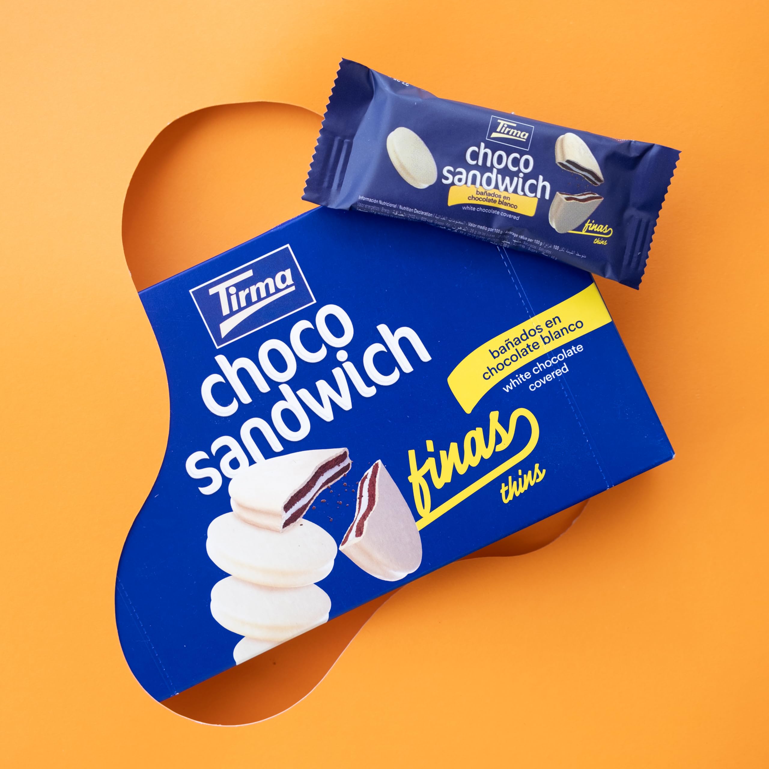 Tirma Choco Sándwich Fino de Chocolate Blanco – 8 Packs de 27,25 g (Estuche de 218 g) | Galletas con Relleno Bañadas en Chocolate Blanco | Snack Dulce Ideal para Merienda y Tentempiés