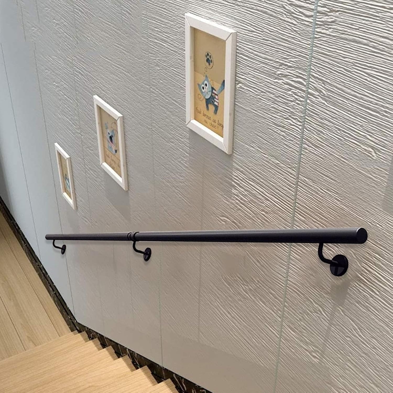 Wall Mount Handrails for Stairs 1ft~20ft Staircase Handrail Banister Rail Support Rod for Indoor Outdoor Corridor Porch Deck Safety Stairs Railing - Wrought Iron(3ft/90cm)