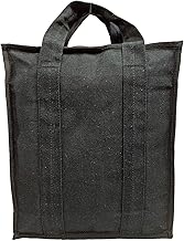 Heavy Duty Collapsible Canvas Grocery Shopping Bag/Eco-Friendly Multipurpose Carry Bag/Thela/Reusable and Washable Tote Bag with Hand Handles & Thick Bottom for Strength (Black,18x19x9 cm) Pack Of 4