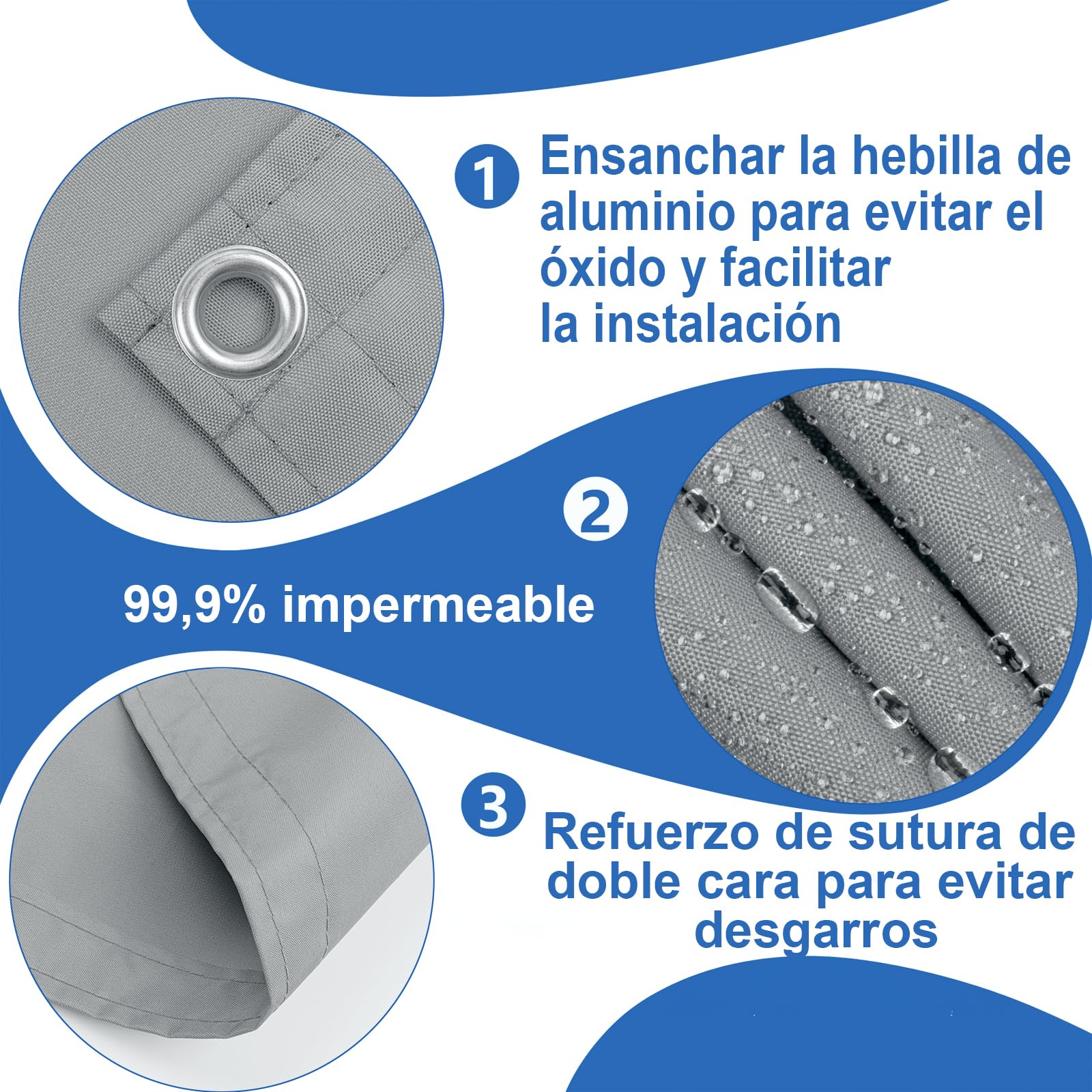 Cool Area Pantalla Privacidad para Balcón 100x200 cm Impermeable Malla de Ocultacion Protección Opaca para Jardín Exterior Terraza,Protección UV,Resistente al Viento,con Ataduras de Cables,Grey - 4