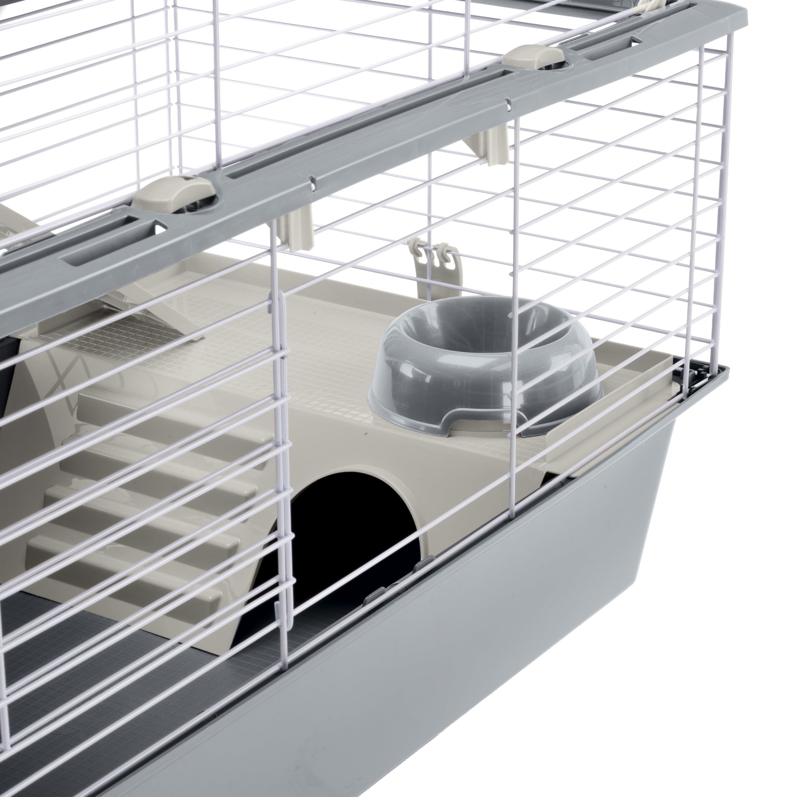 Ferplast Gabbia per Conigli Gabbia per Piccoli Animali BARN 80, 2 Piani, Tetto Apribile, Accessori Inclusi, 78 x 48 x h 65 cm.