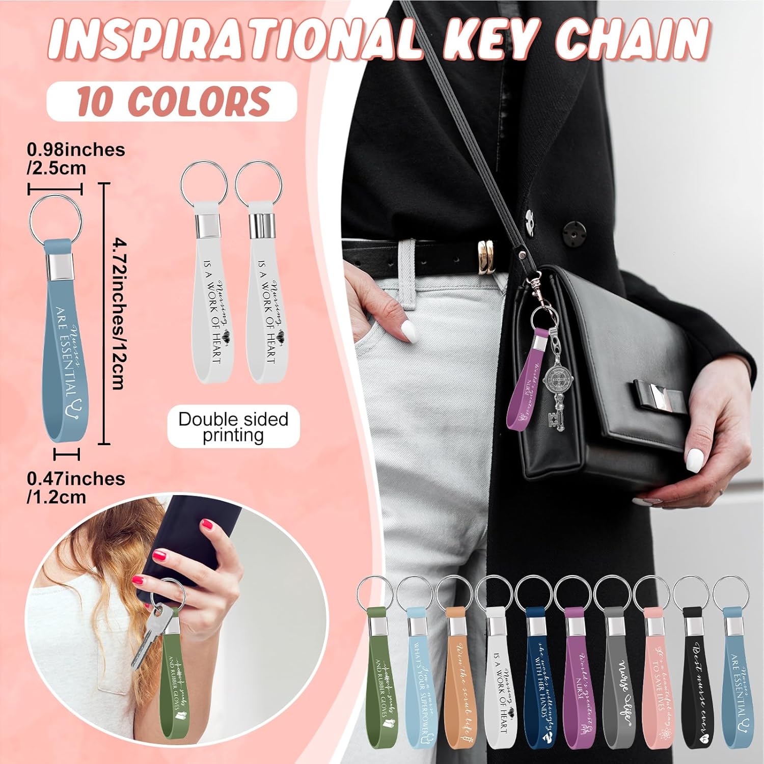 Ziliny 60 Pcs Nurse Appreciation Gift for Women 20 oz Stainless Steel Tumbler, Makeup Bag, Keychain for Nurse Week Gift Set