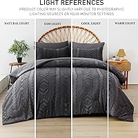 Vista 2 de WURUIBO Juego de edredón de 7 piezas en una bolsa de color gris oscuro, juego de edredón y sábanas de jacquard bohemio desgastado chic para todas