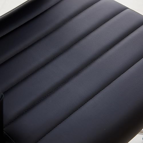 Miniatura 7 de Livinia Silla de escritorio ejecutiva moderna, sillas giratorias de sala de conferencias de cromo y cuero con respaldo alto acanalado, altura