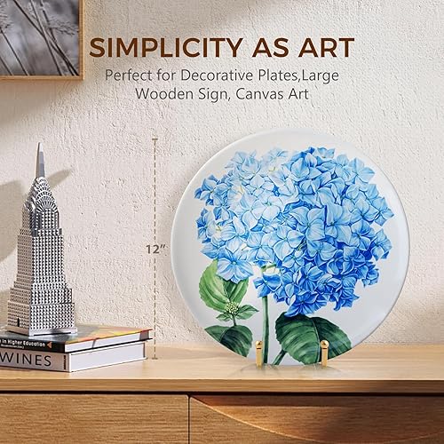 Miniatura 5 de Soporte para platos  Soporte de placa de metal de 8 pulgadas para exhibir  Soporte de fotos de mesa  Caballetes de hierro dorados para exhibir fotos