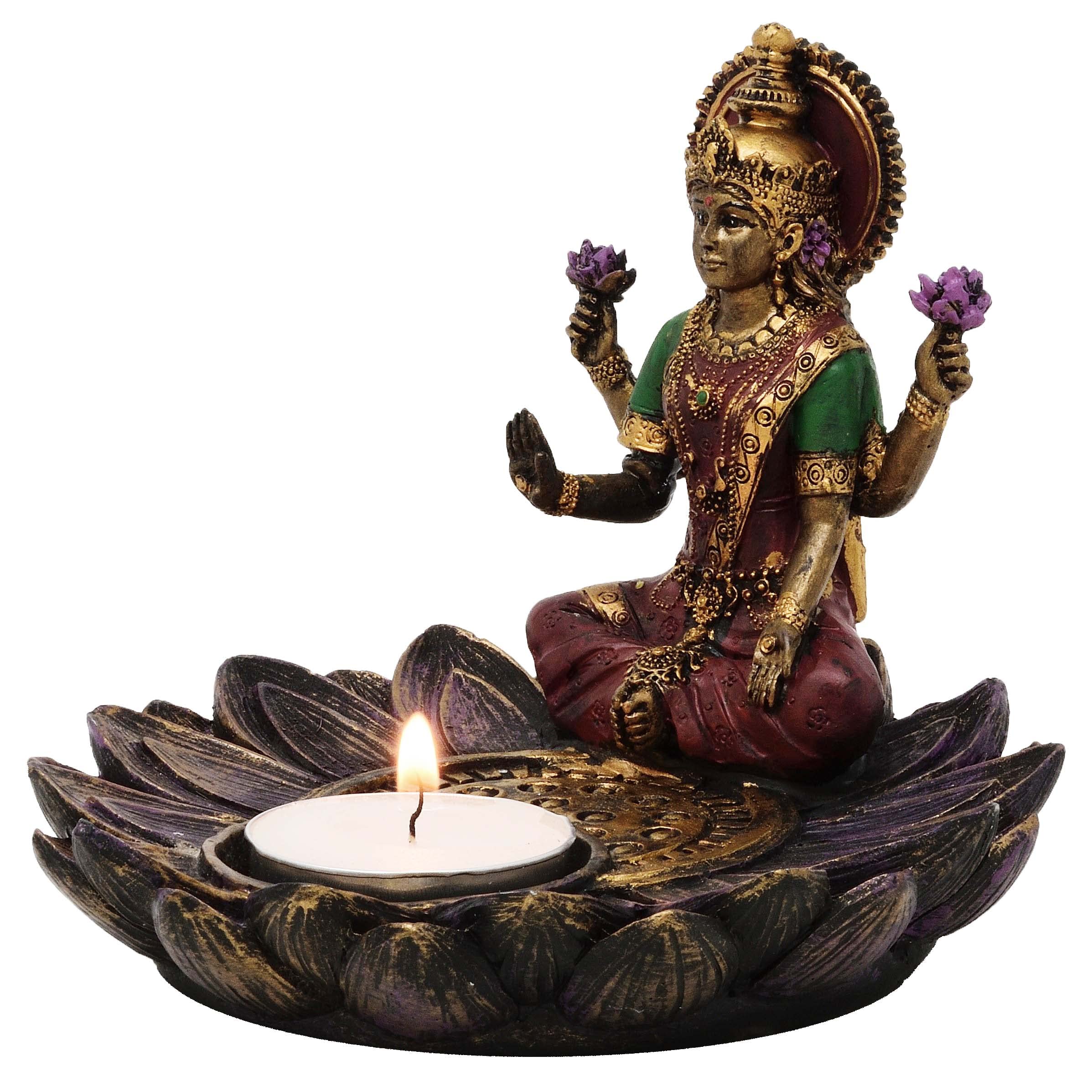 Lakshmi mit Teelicht oder als Räucherstäbchenhalter - Gottheit, Buddha, Indien